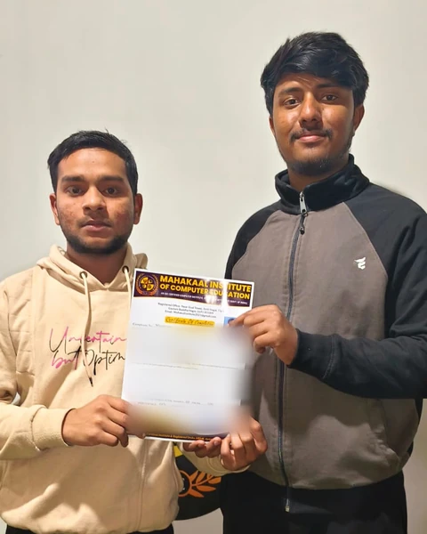 Student receiving a course completion certificate